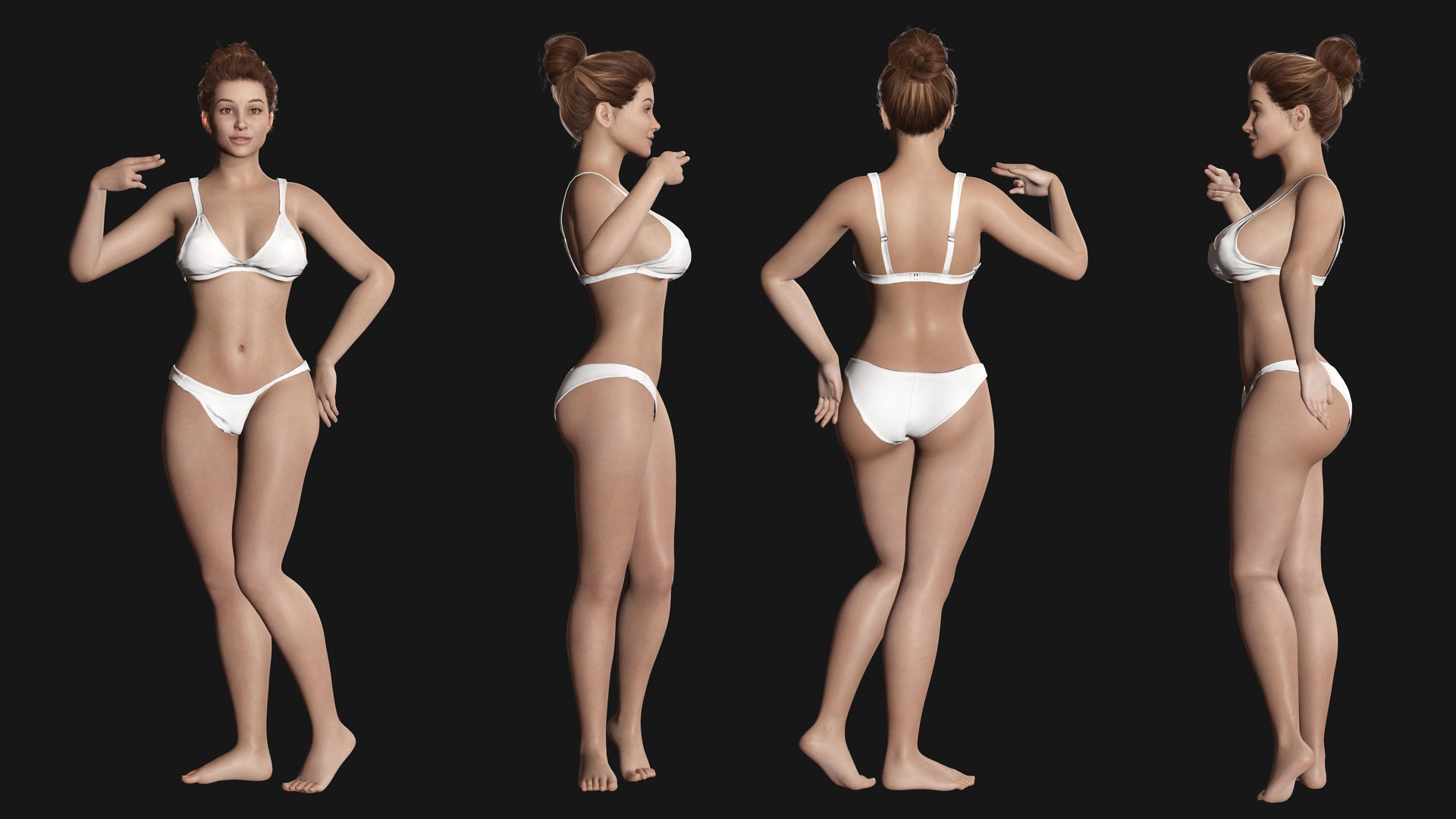 Naked Realistic Latina Woman Game Ready Low-poly 3D model_8