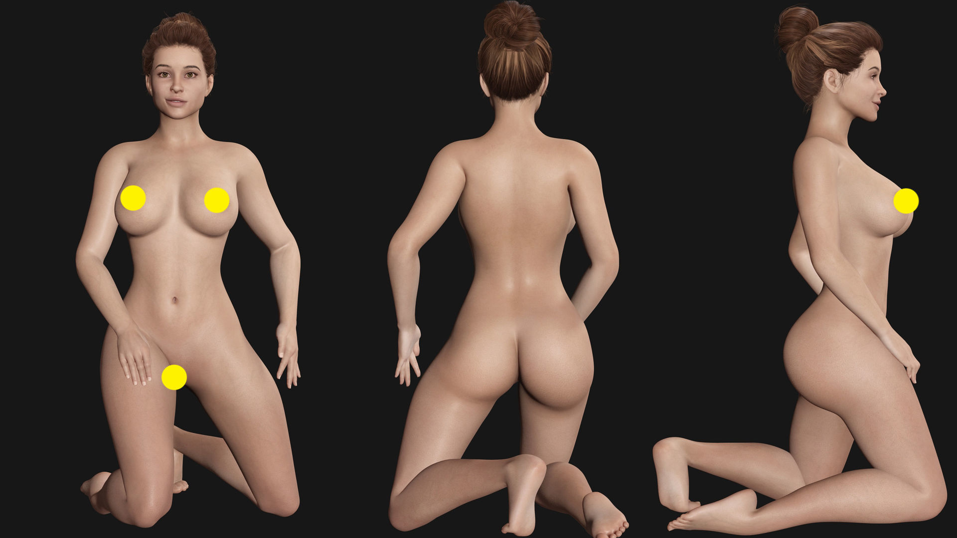 Naked Realistic Latina Woman Game Ready Low-poly 3D model_4
