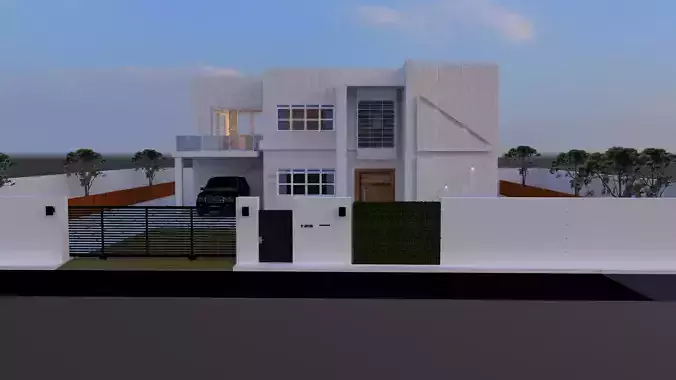 3d house model with swimming pool