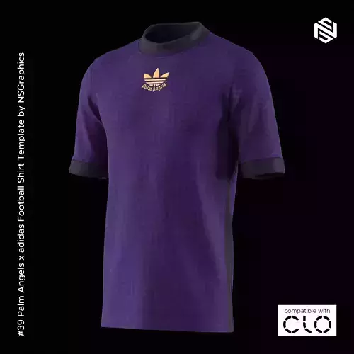 Palm Angels x adidas Football Shirt for CLO3D-Marvelous Designer 3D model