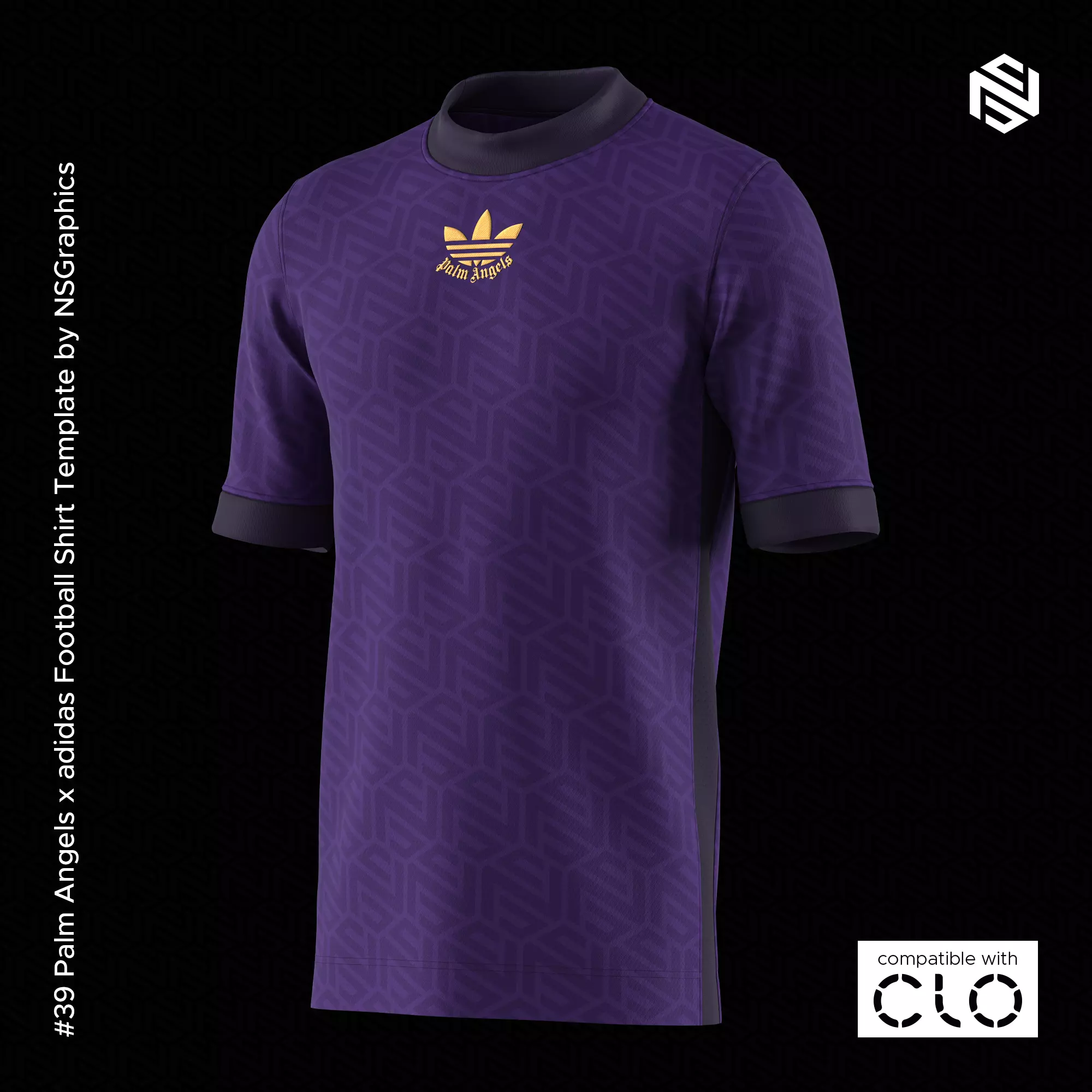 Palm Angels x adidas Football Shirt for CLO3D-Marvelous Designer 3D model