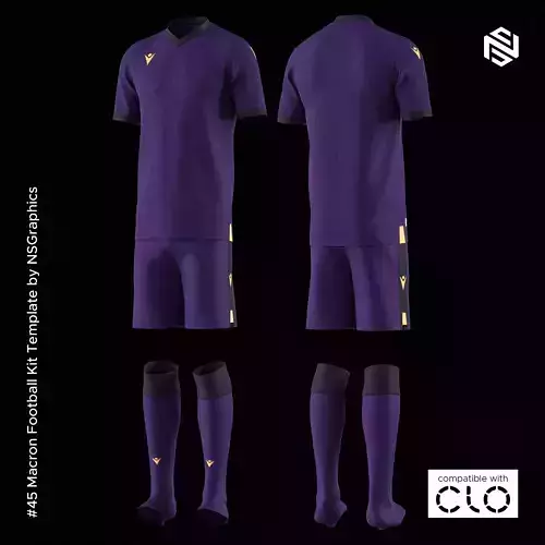 Macron Football Kit for CLO3D-Marvelous Designer