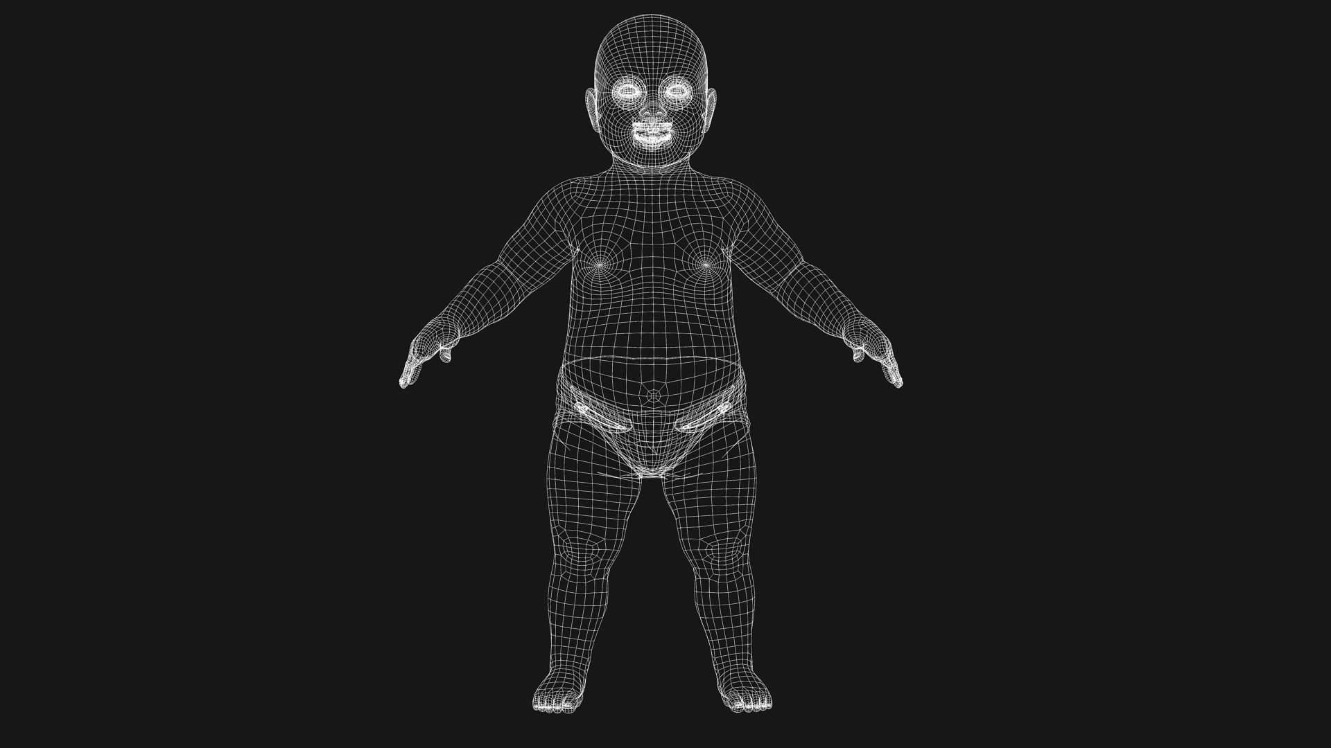 Baby girl Rigged Low-poly 3D model_10