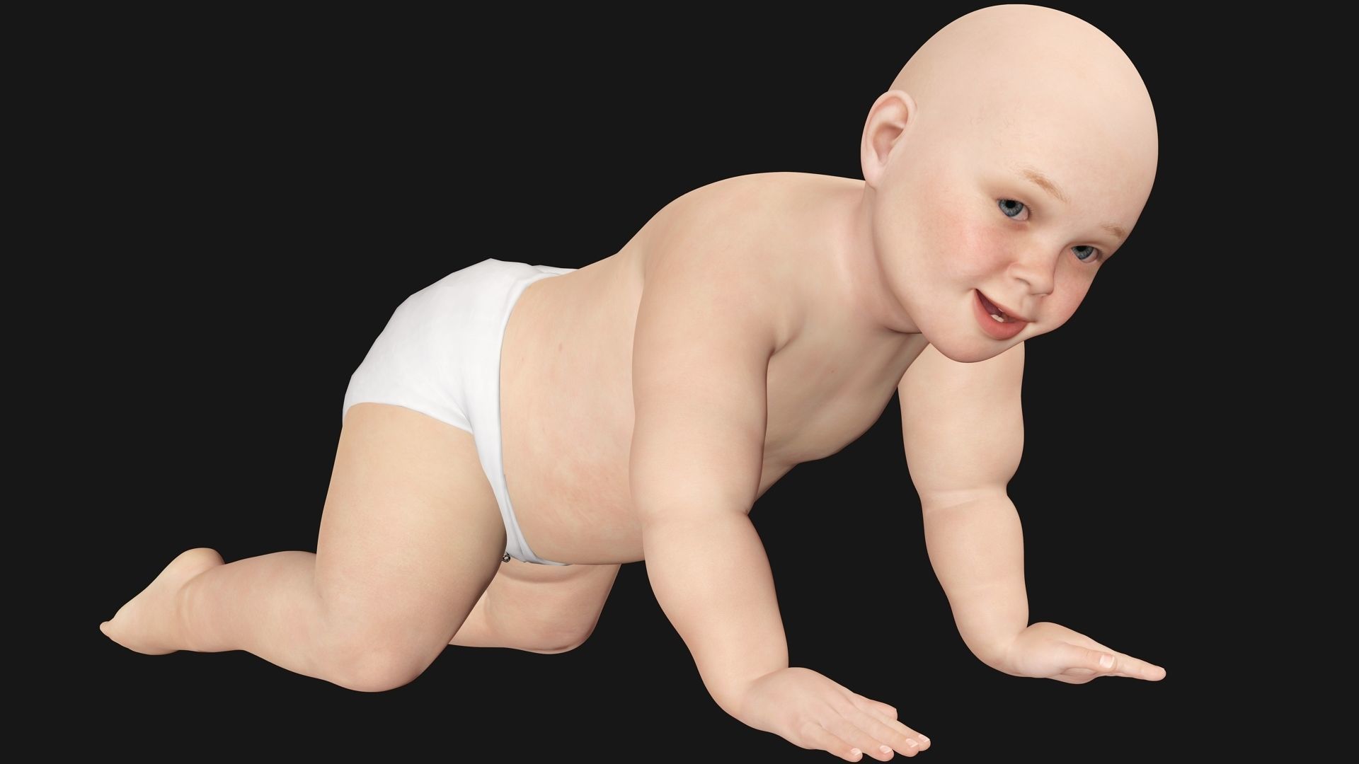 Baby girl Rigged Low-poly 3D model_3