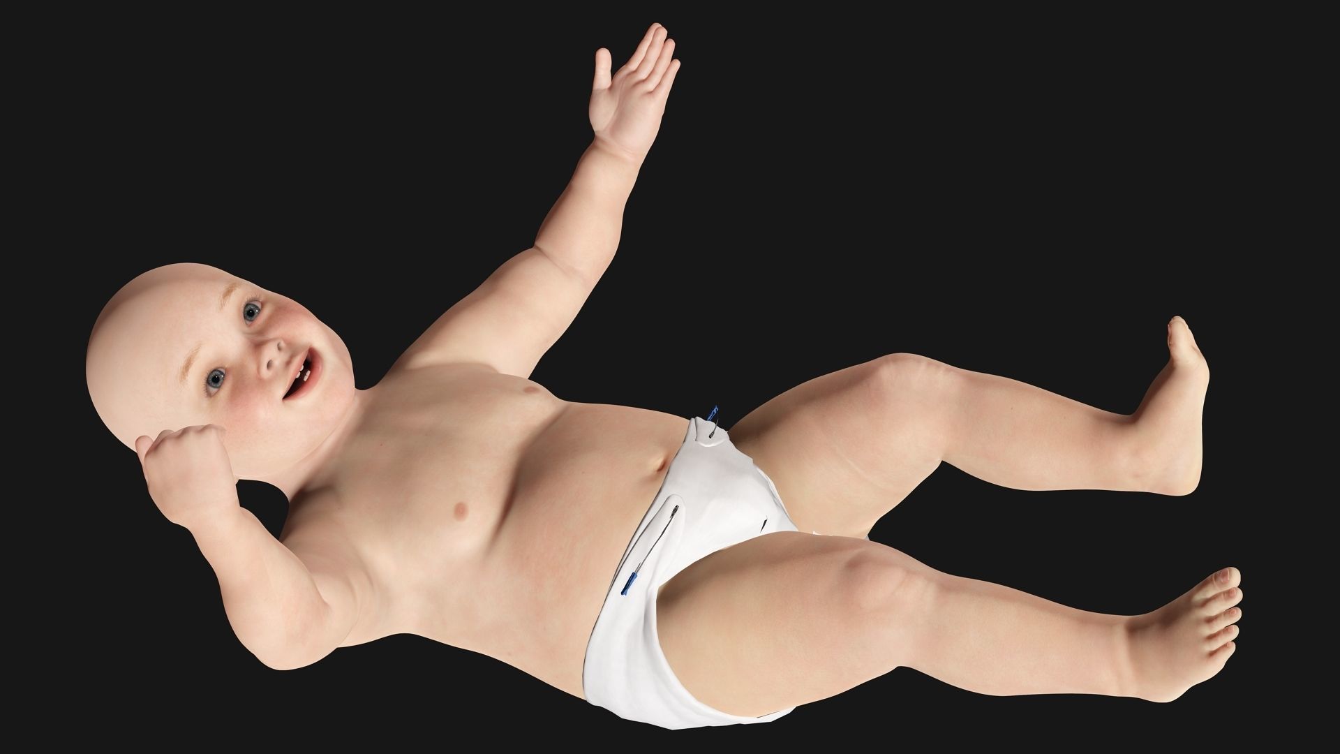 Baby girl Rigged Low-poly 3D model_9