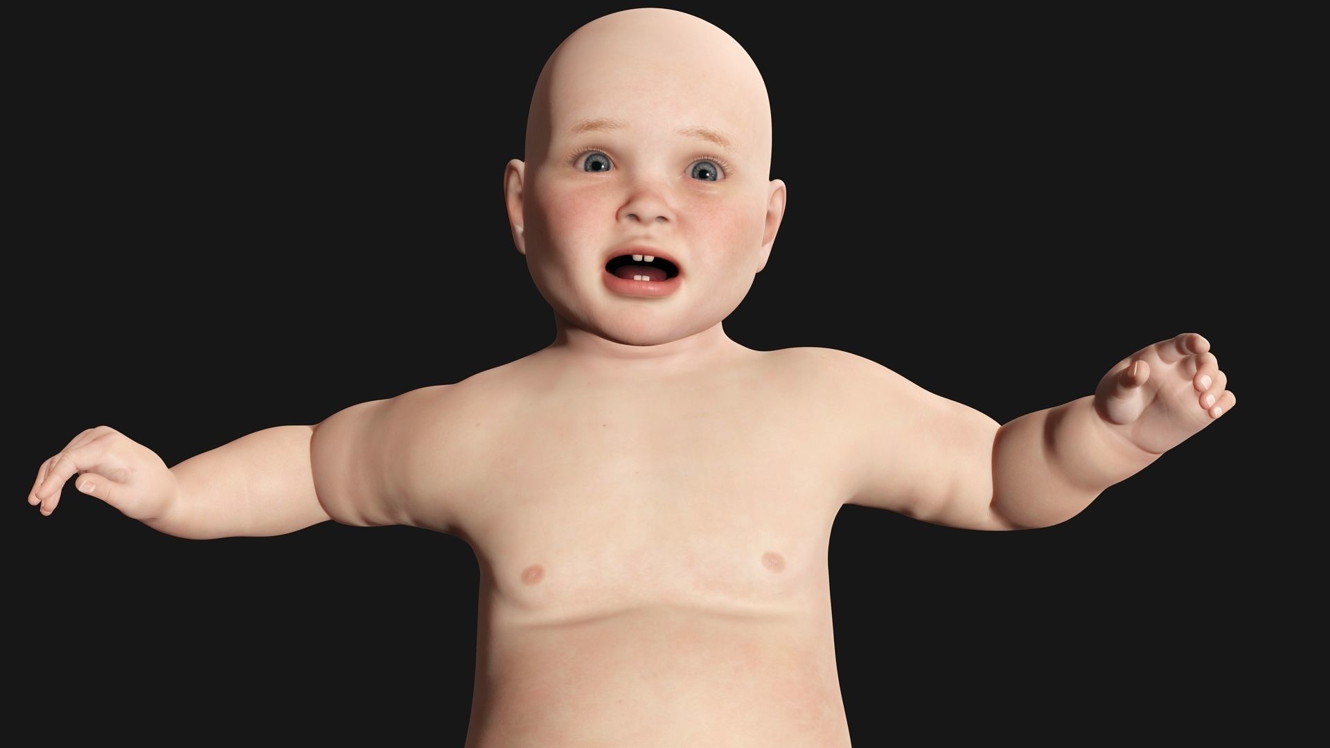 Baby girl Rigged Low-poly 3D model_7