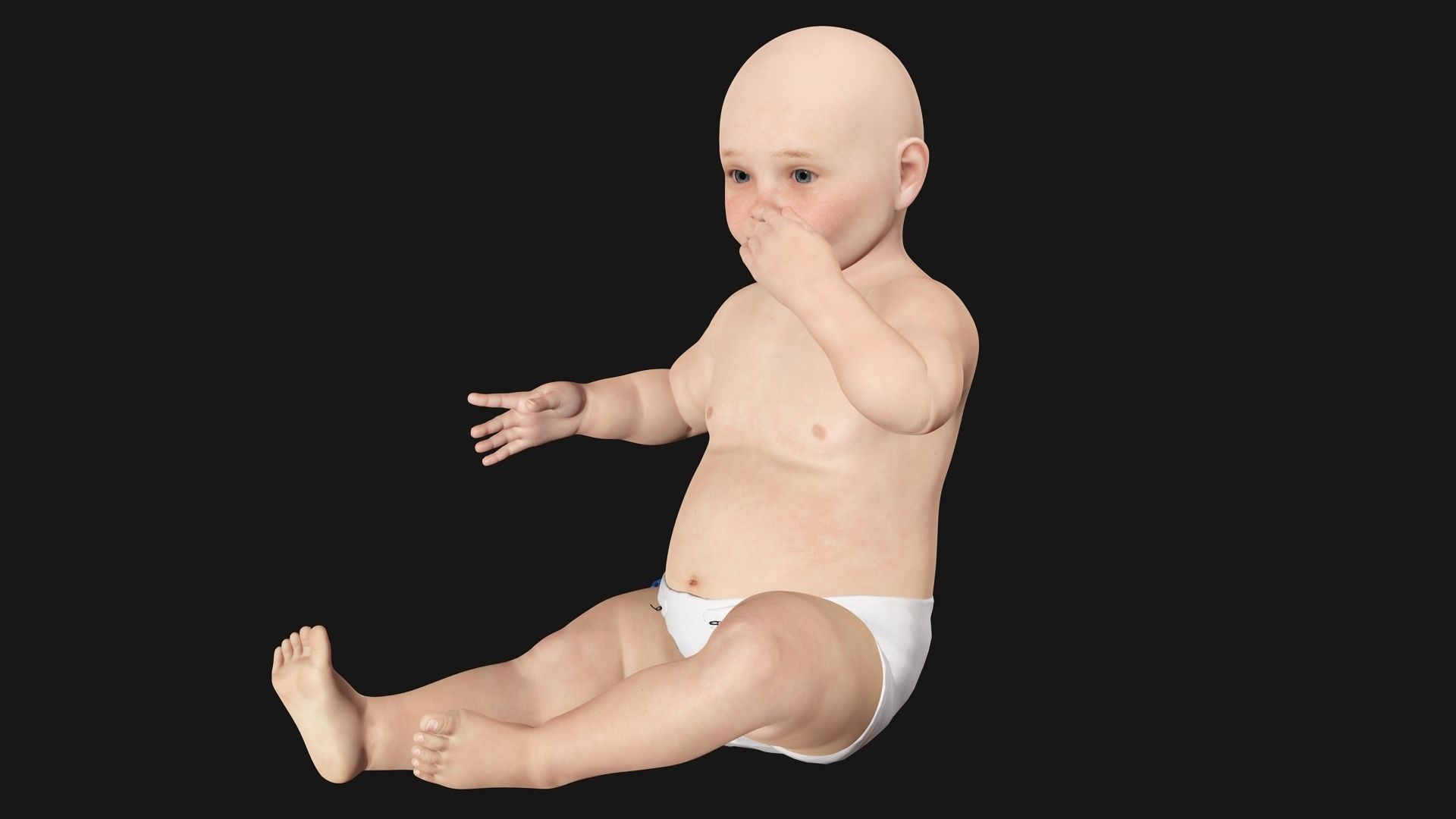 Baby girl Rigged Low-poly 3D model_6