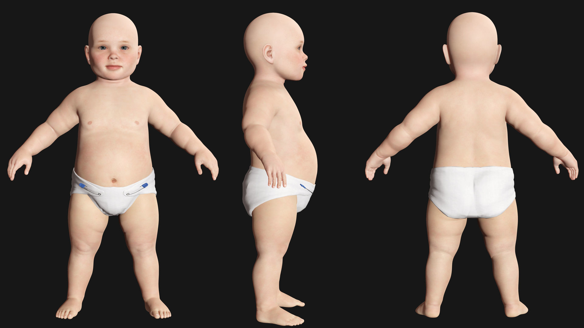 Baby girl Rigged Low-poly 3D model_2