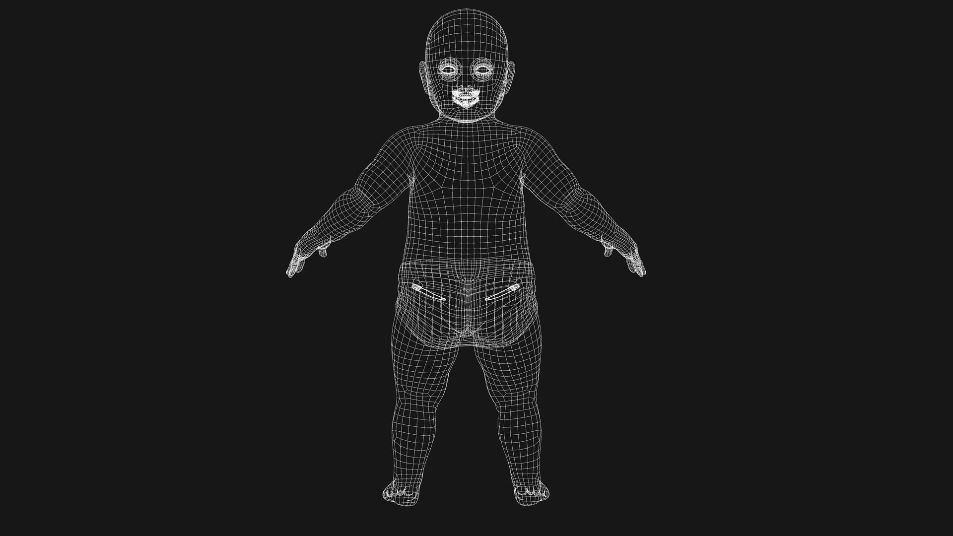 Baby girl Rigged Low-poly 3D model_11