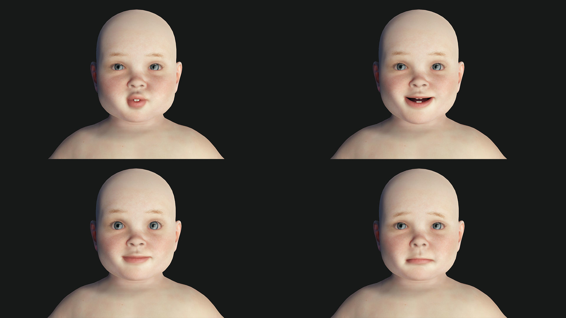 Baby girl Rigged Low-poly 3D model_19