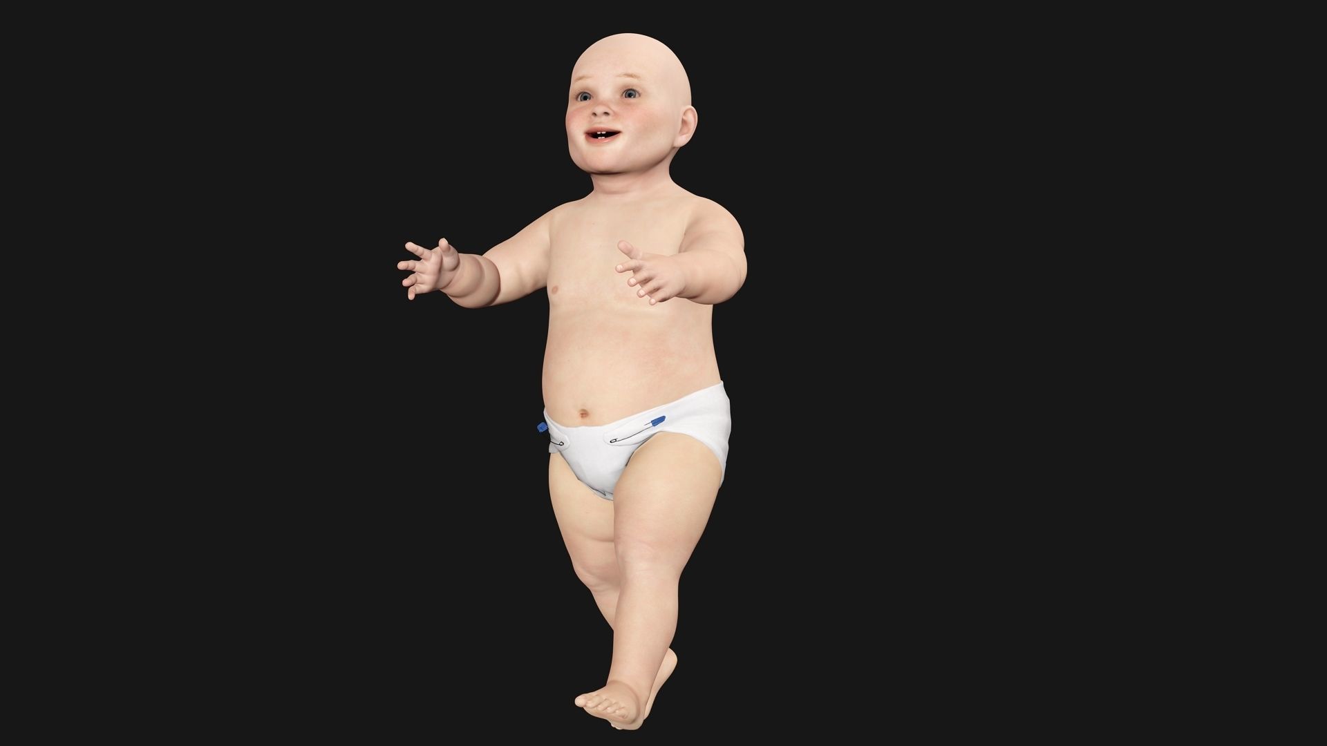 Baby girl Rigged Low-poly 3D model_8