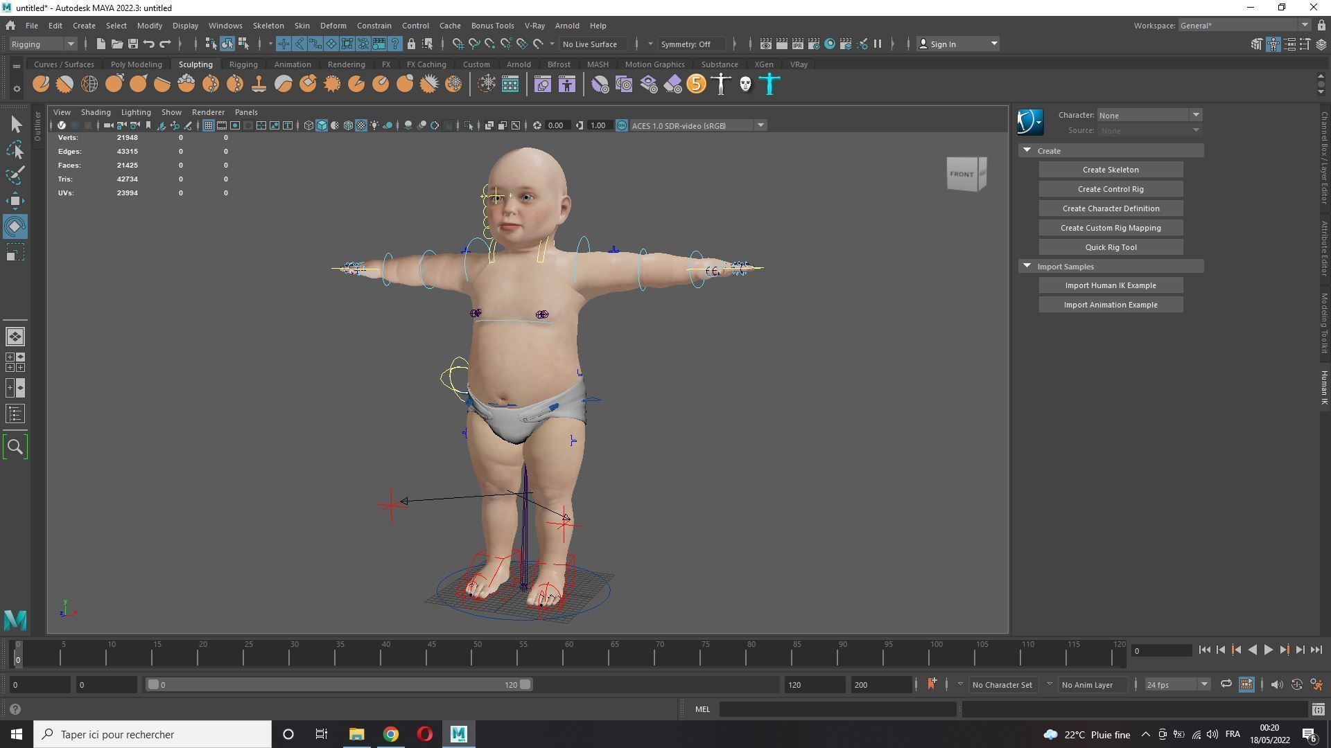 Baby girl Rigged Low-poly 3D model_14