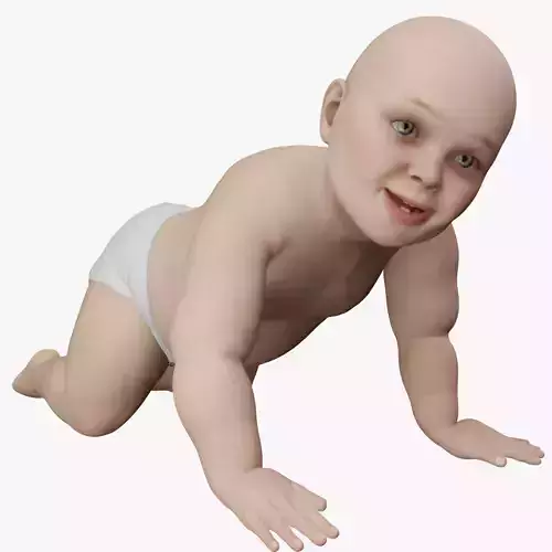Baby girl Rigged Low-poly 3D model