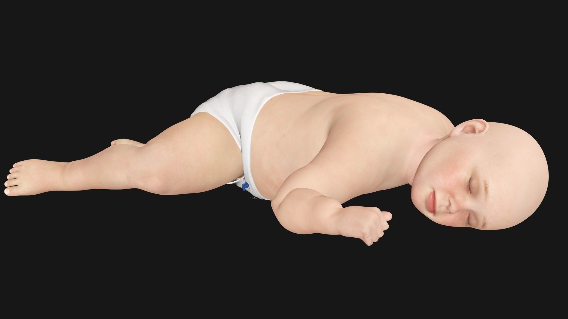 Baby girl Rigged Low-poly 3D model_5