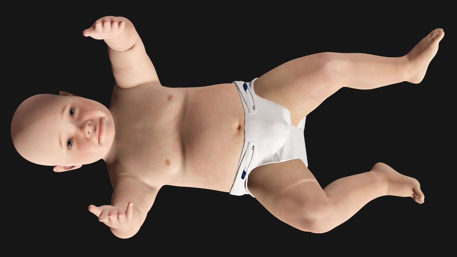 Baby girl Rigged Low-poly 3D model_4
