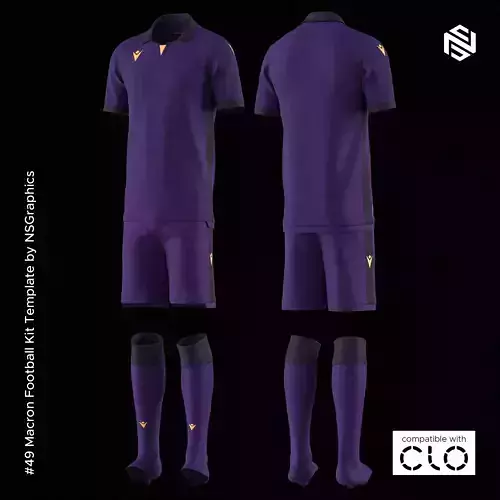 Macron Football Kit for CLO3D-Marvelous Designer