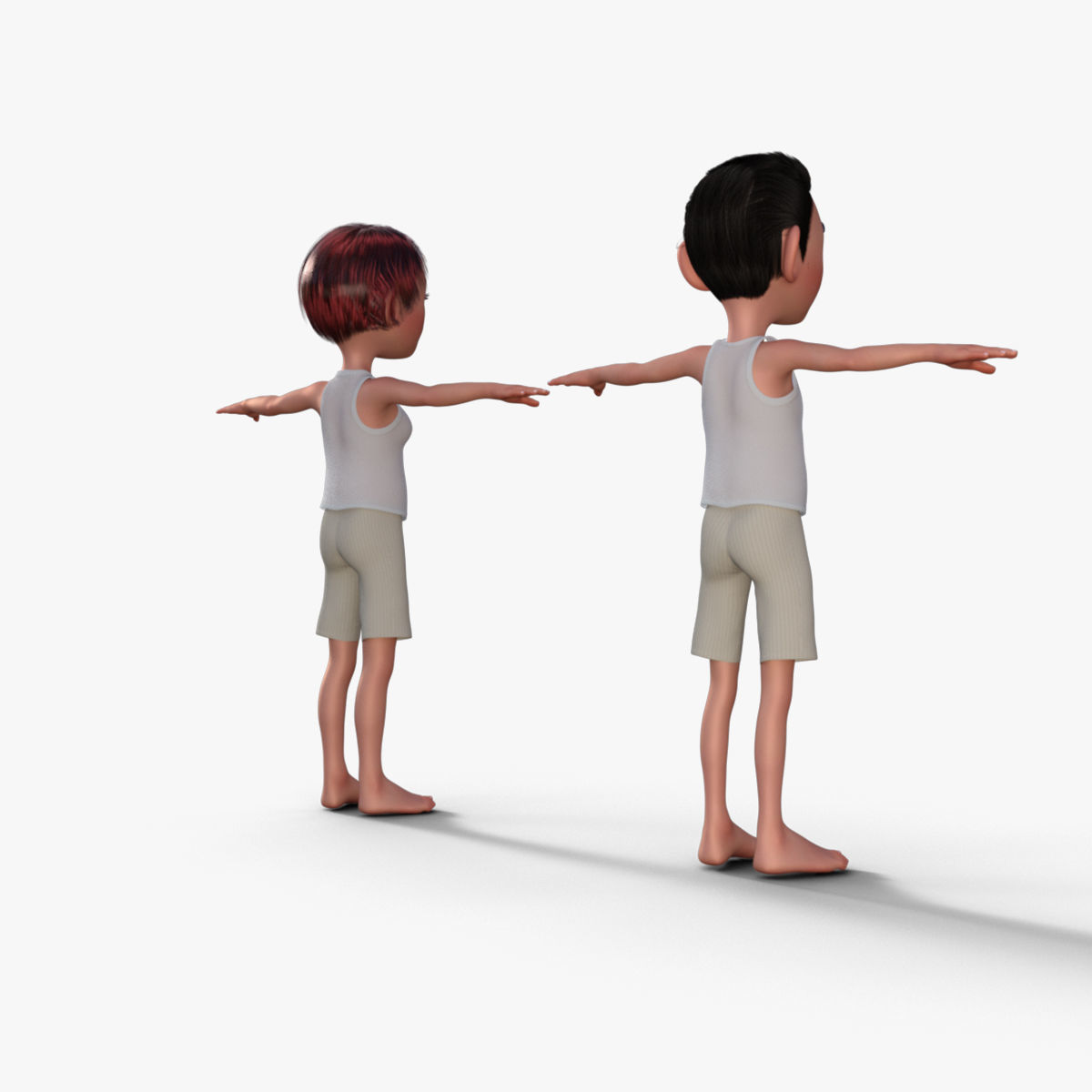 Cartoon Boy and Girl 3D Model 3D model_5