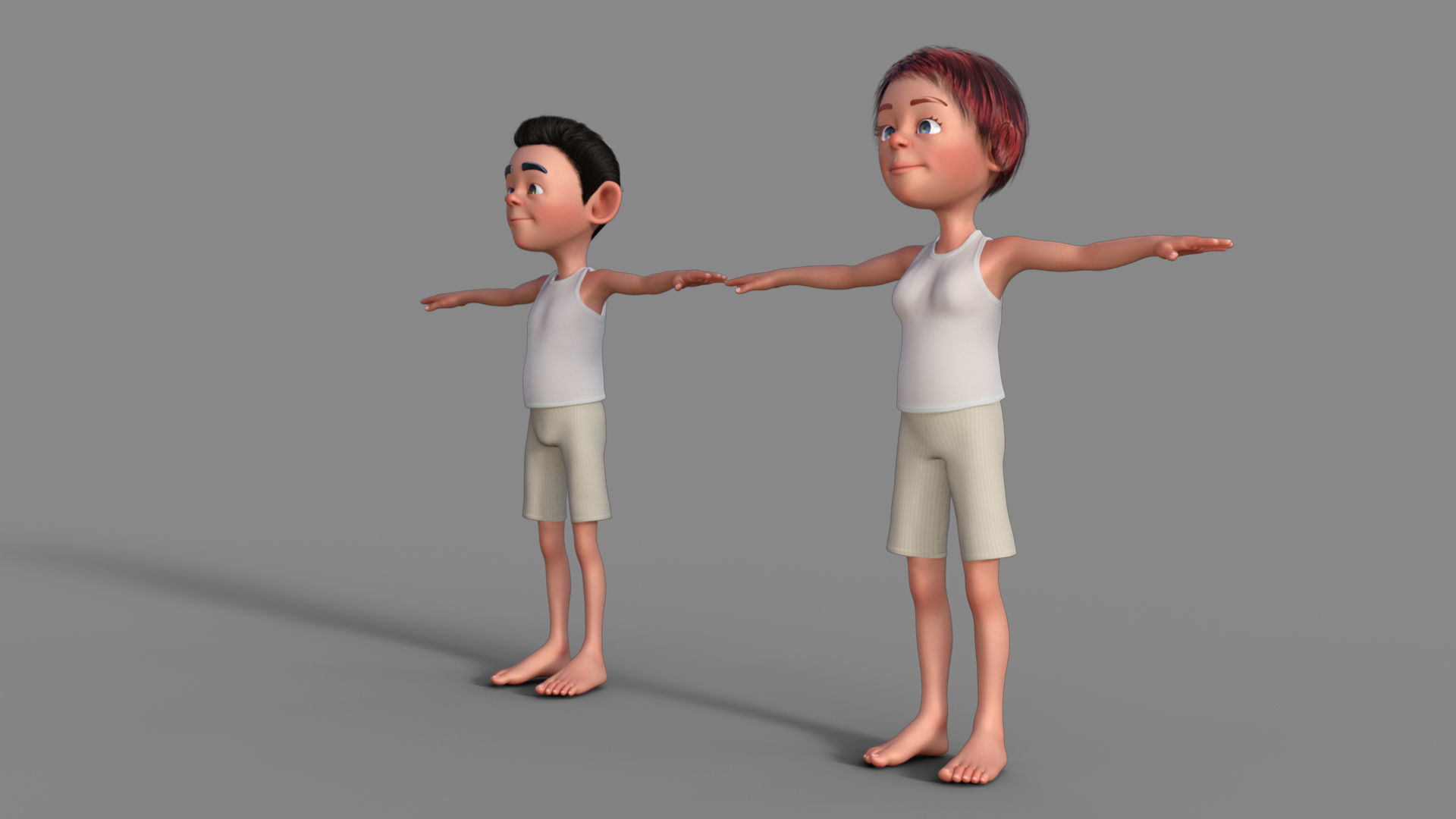 Cartoon Boy and Girl 3D Model 3D model_13