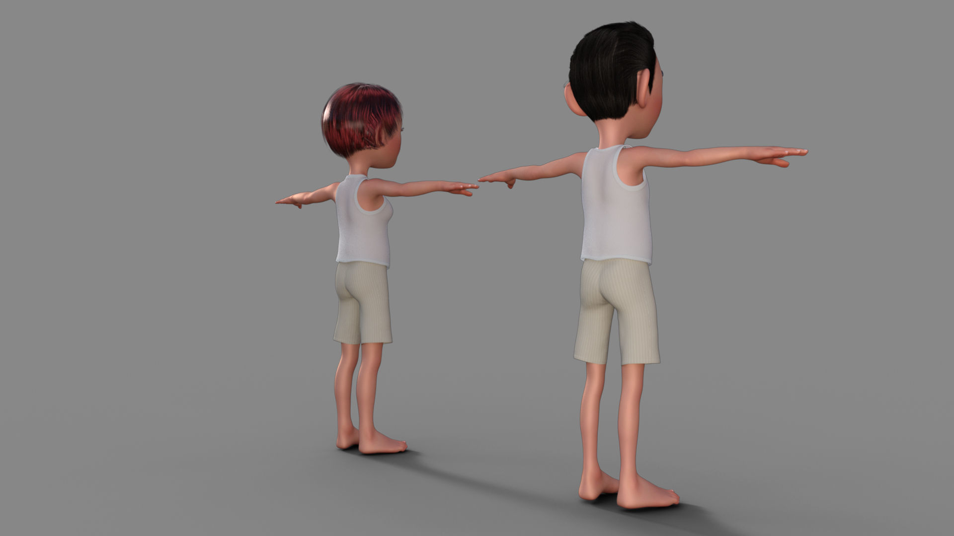 Cartoon Boy and Girl 3D Model 3D model_17