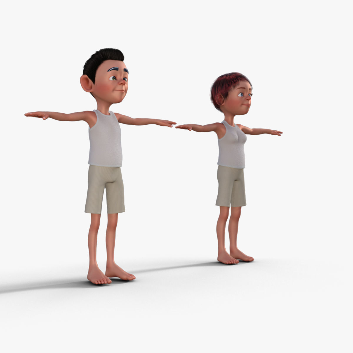 Cartoon Boy and Girl 3D Model 3D model_7