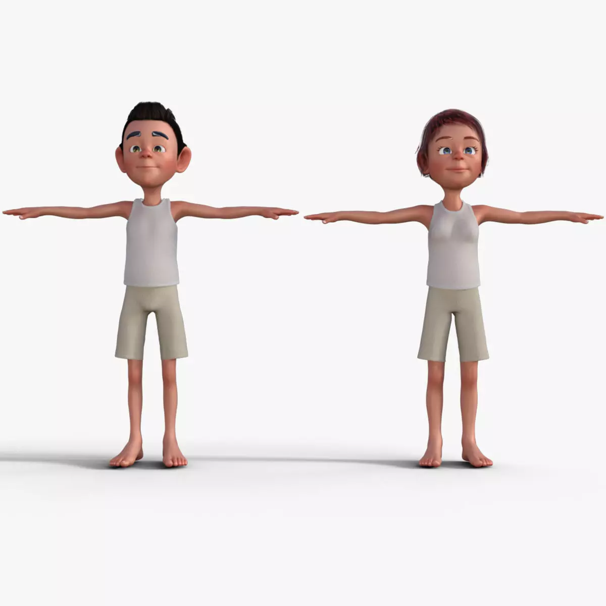 Cartoon Boy and Girl 3D Model 3D model_0