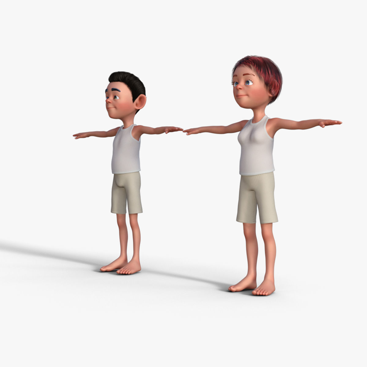 Cartoon Boy and Girl 3D Model 3D model_9
