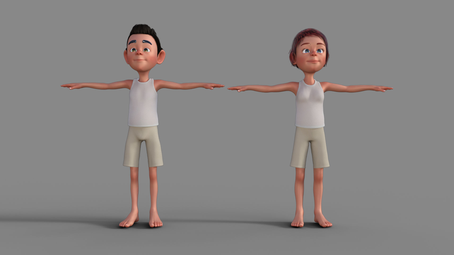 Cartoon Boy and Girl 3D Model 3D model_12