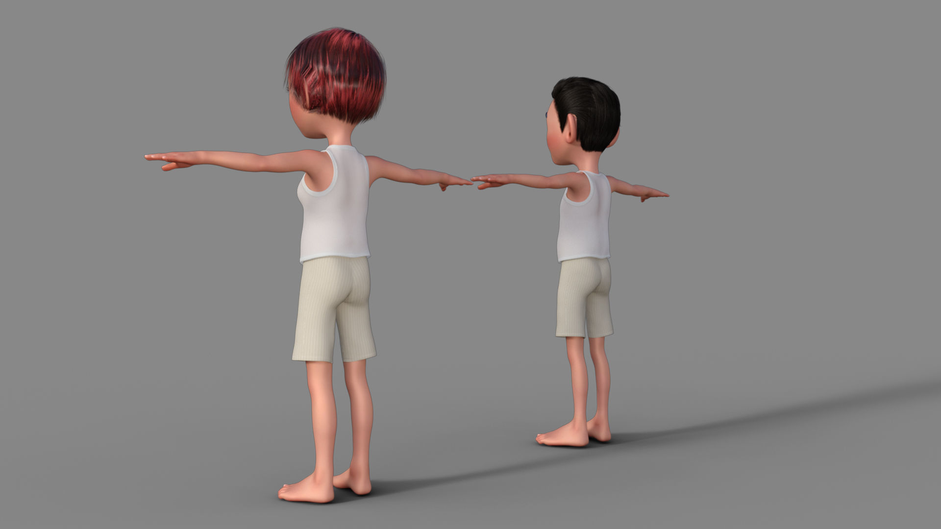 Cartoon Boy and Girl 3D Model 3D model_15