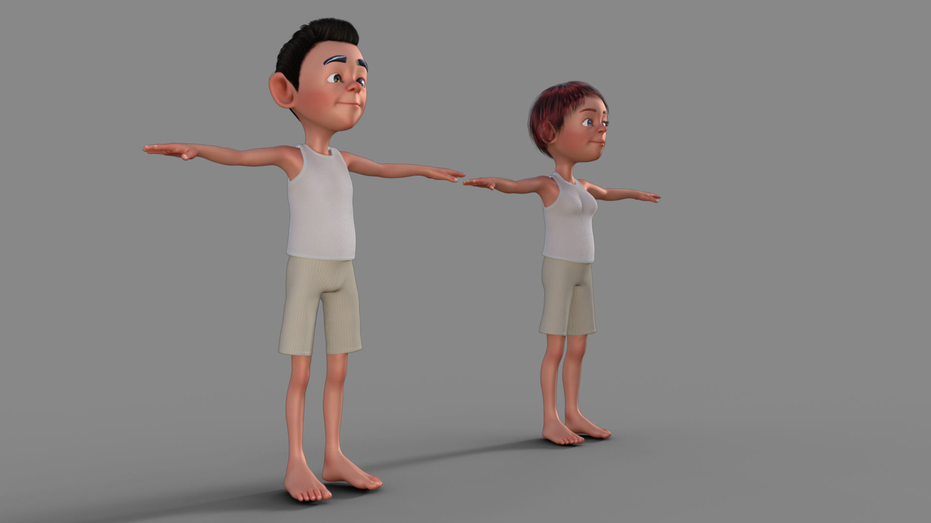 Cartoon Boy and Girl 3D Model 3D model_19