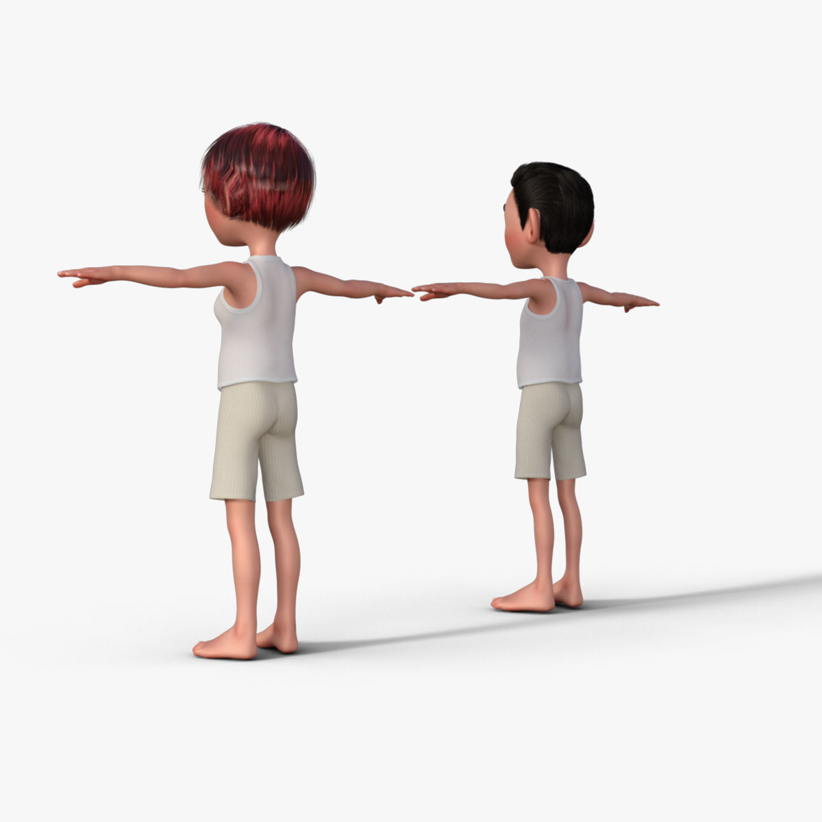 Cartoon Boy and Girl 3D Model 3D model_3