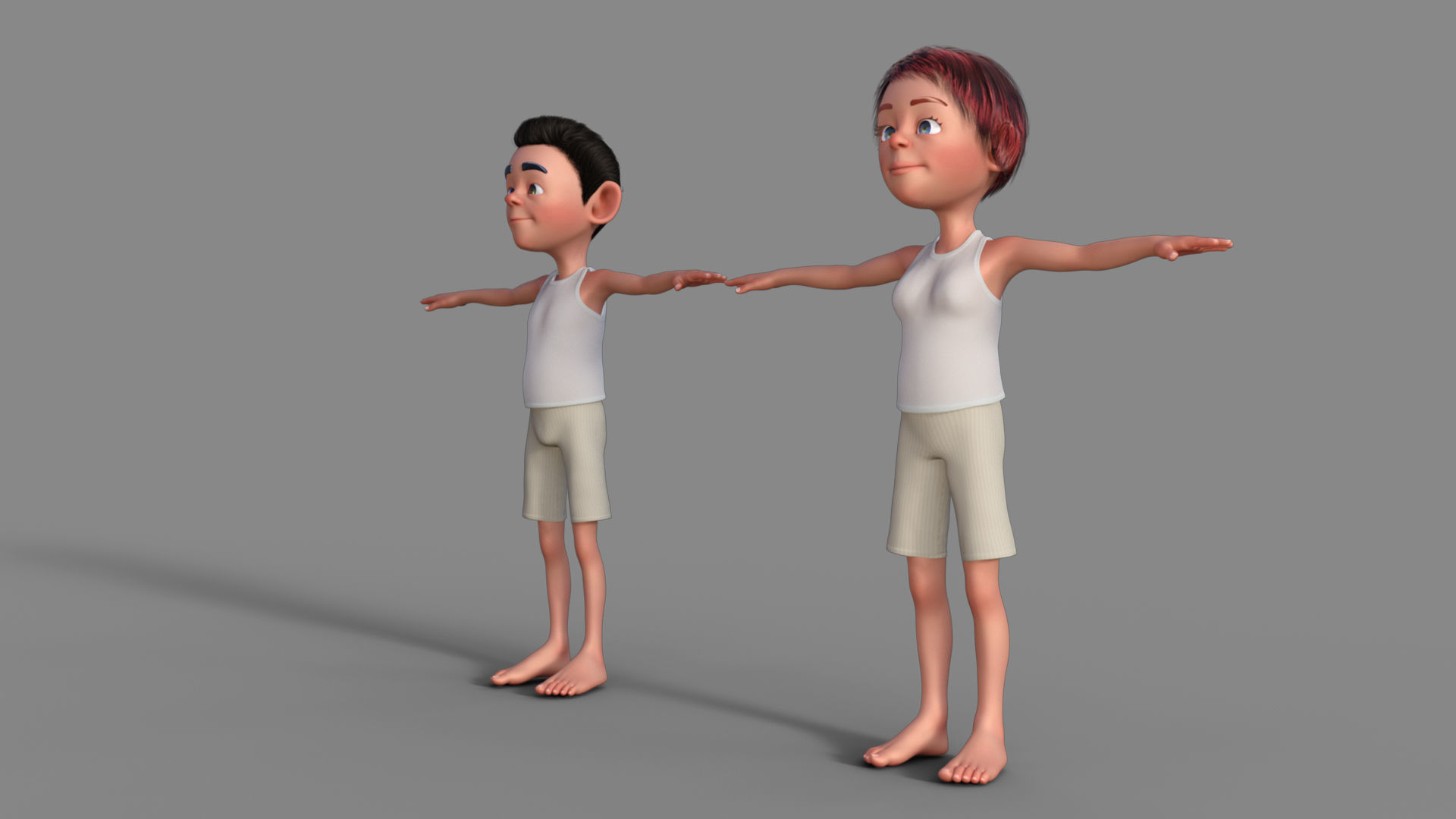 Cartoon Boy and Girl 3D Model 3D model_21