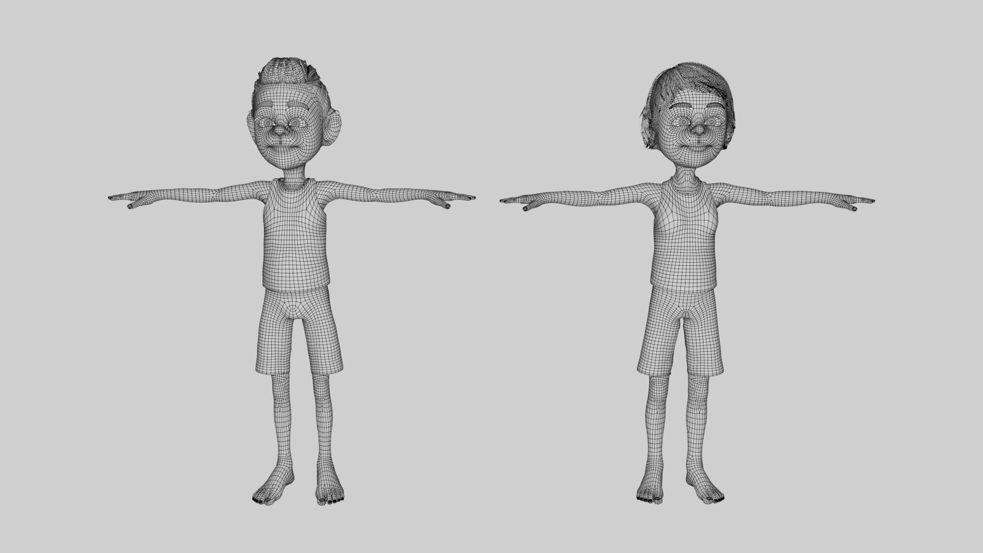 Cartoon Boy and Girl 3D Model 3D model_24