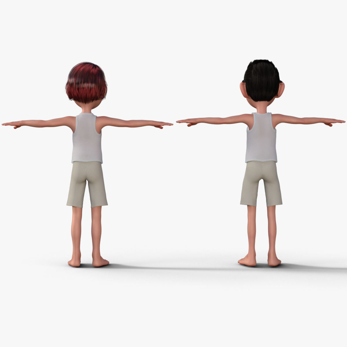 Cartoon Boy and Girl 3D Model 3D model_4