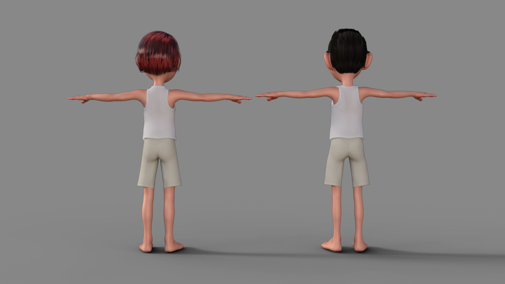 Cartoon Boy and Girl 3D Model 3D model_16