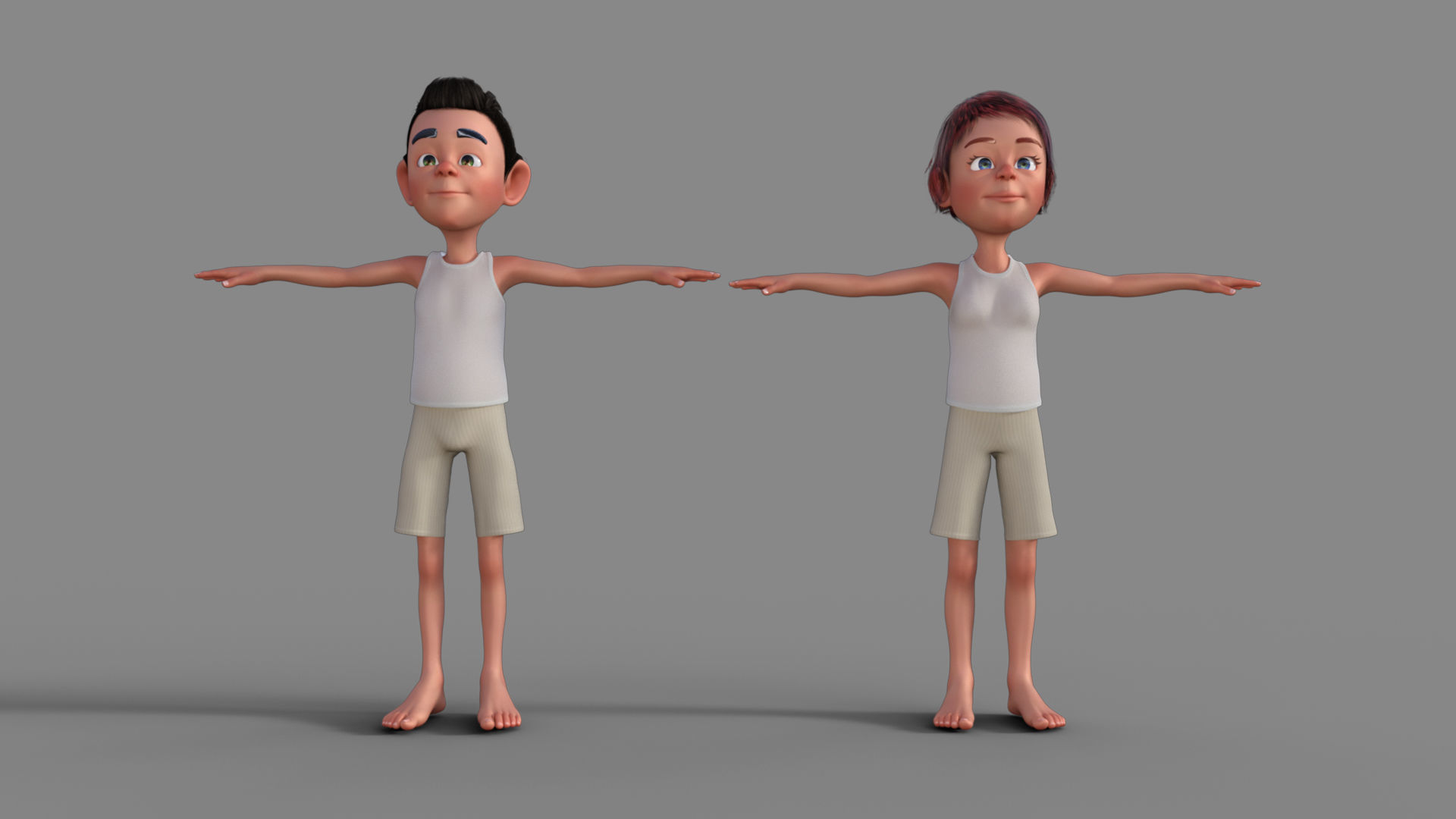 Cartoon Boy and Girl 3D Model 3D model_20