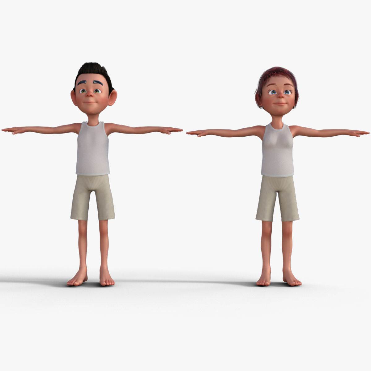 Cartoon Boy and Girl 3D Model 3D model_8