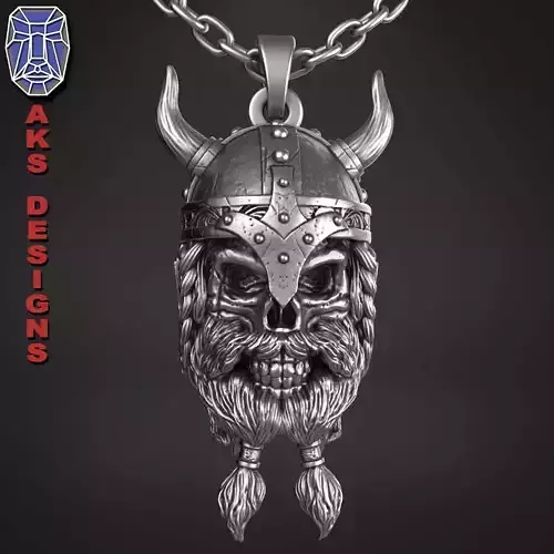  skull Pendant jewelry Ancient viking warrior v1