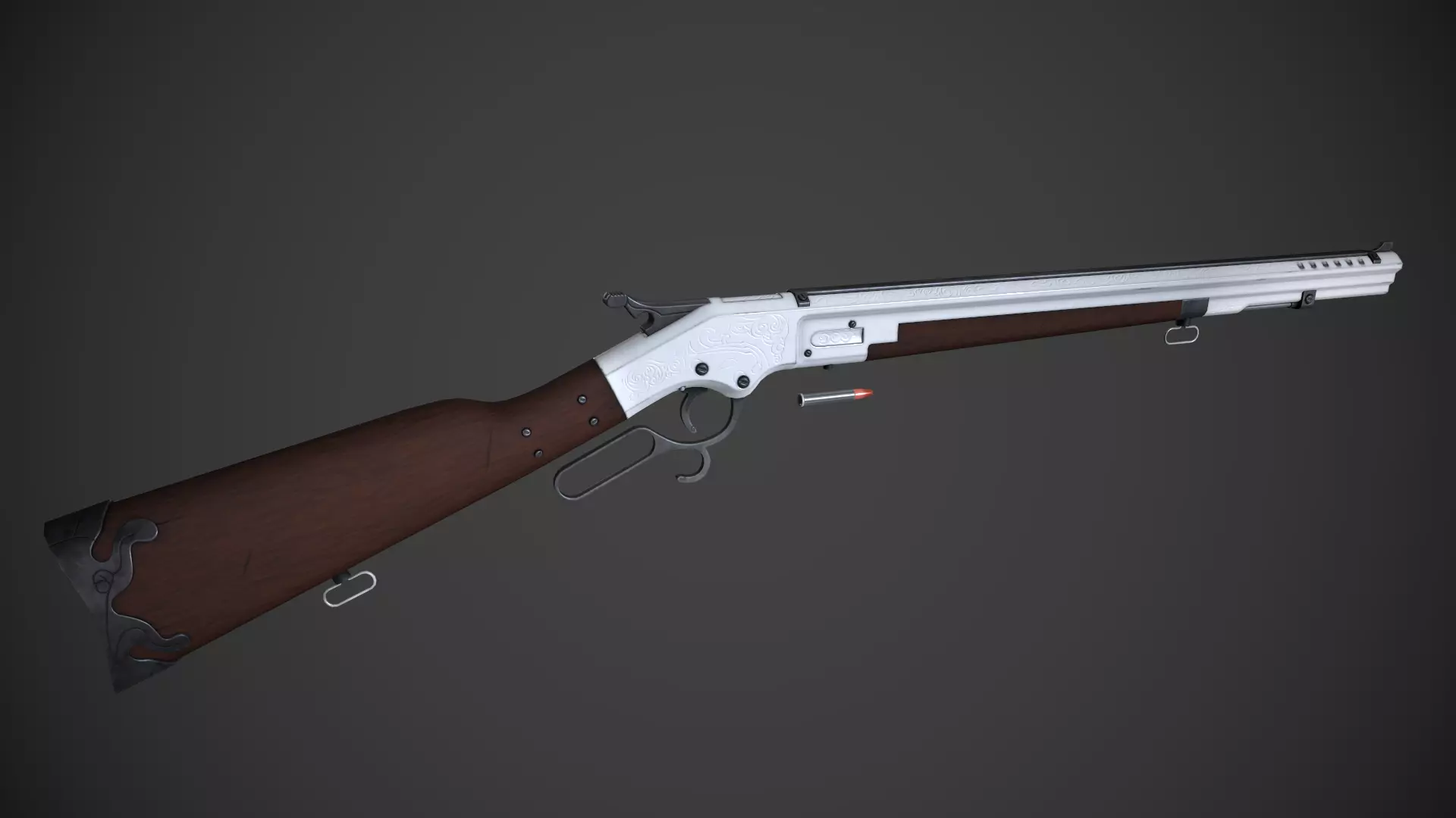 Game Ready Winchester revolver Low-poly 3D model_0