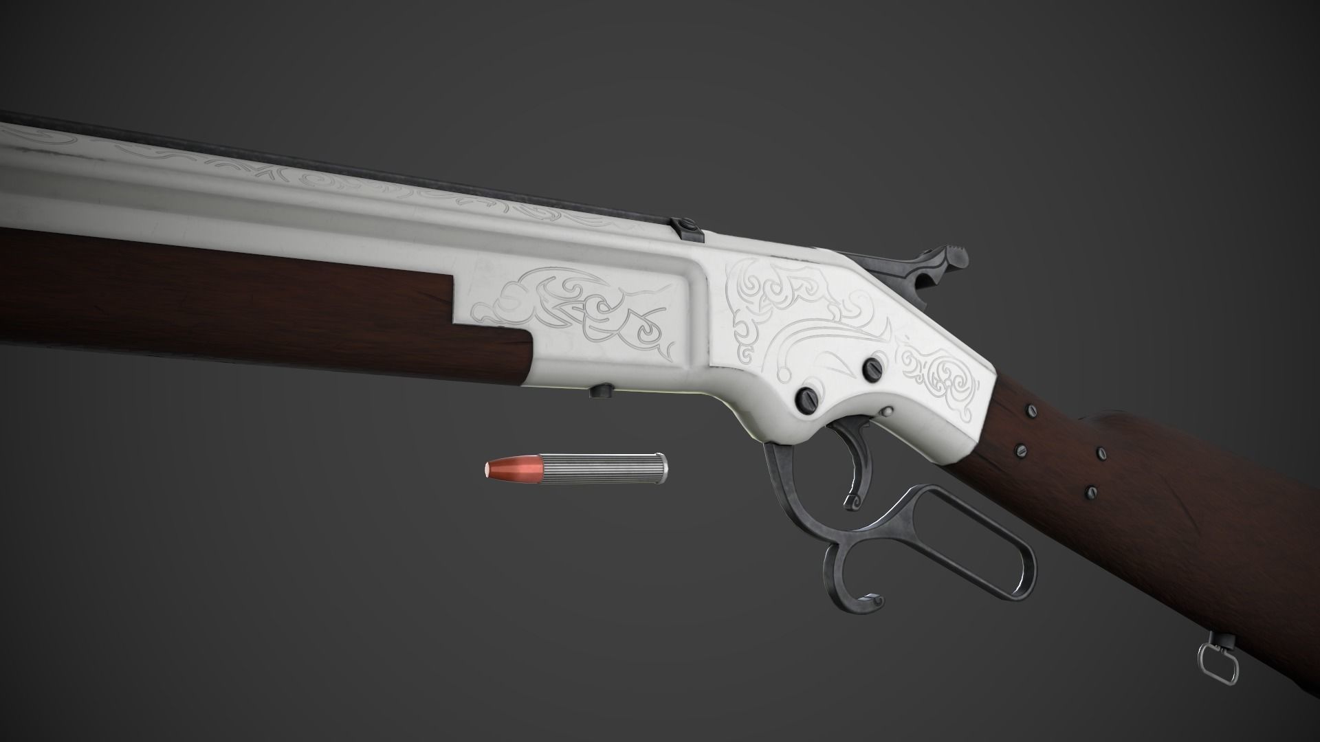 Game Ready Winchester revolver Low-poly 3D model_1