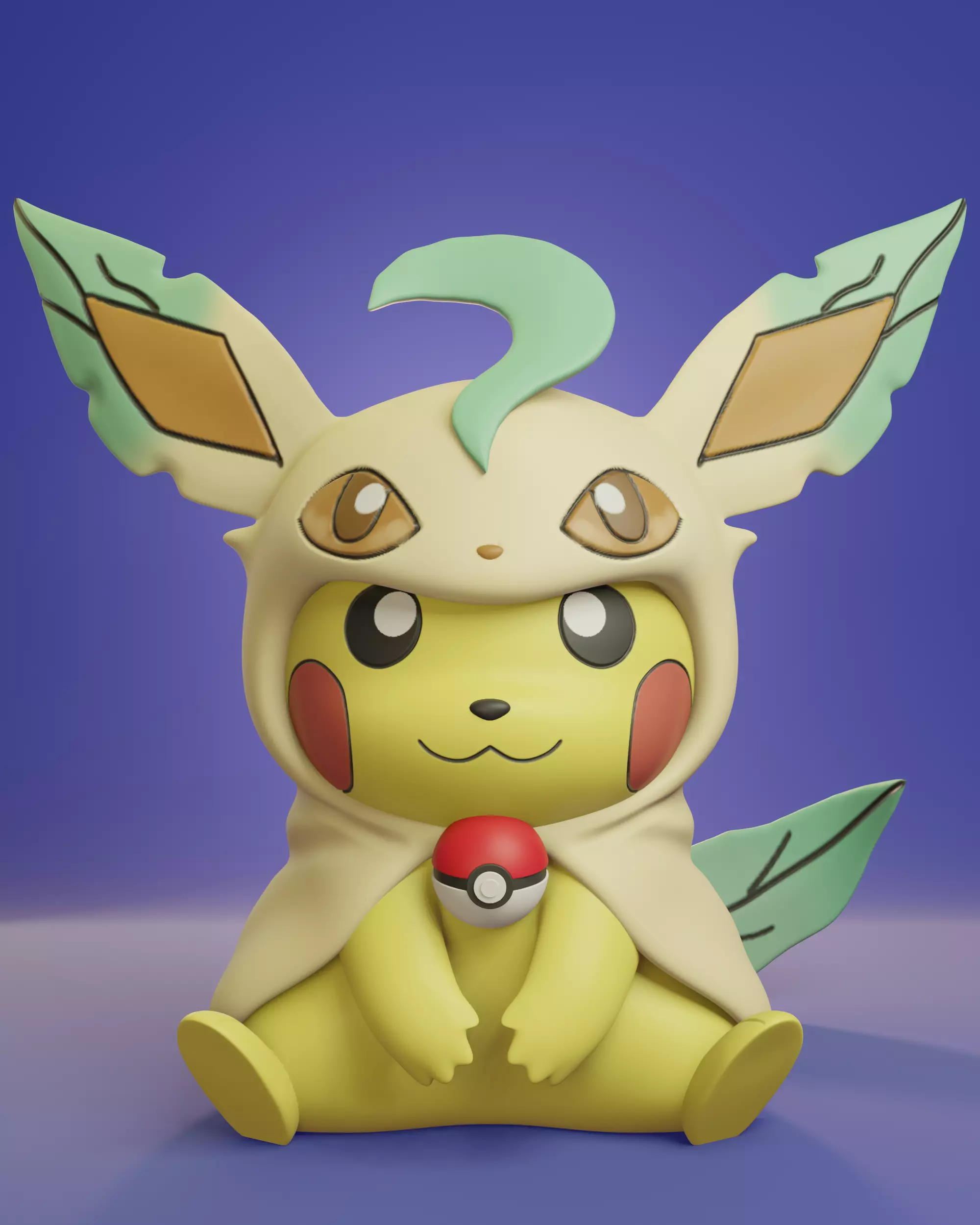 Pokemon - Pikachu Cosplay Poncho Leafeon Free 3D print model_0