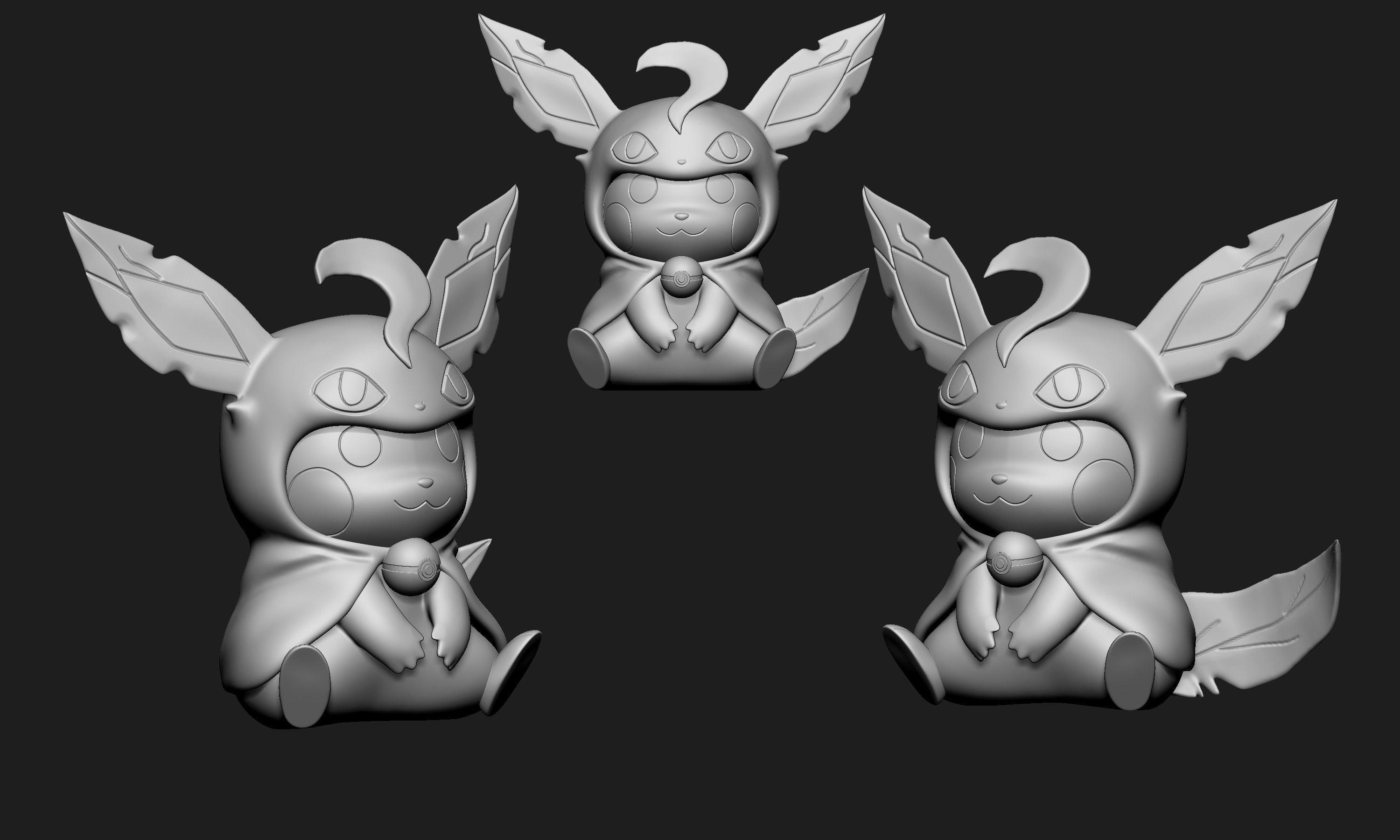 Pokemon - Pikachu Cosplay Poncho Leafeon Free 3D print model_5