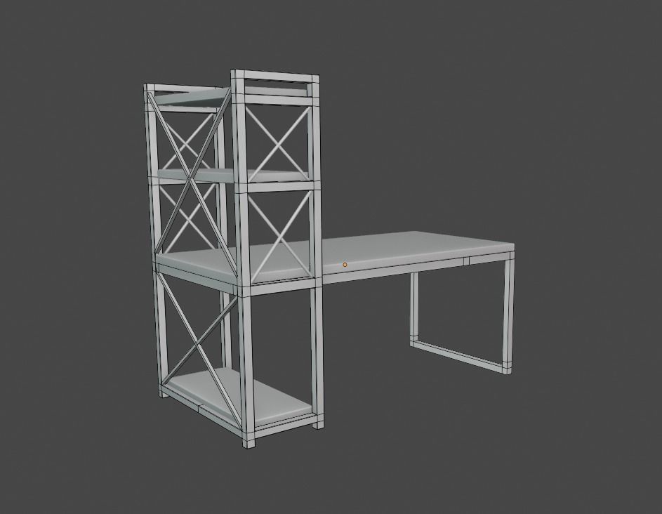 Computer table in Loft style  Low-poly 3D model_5