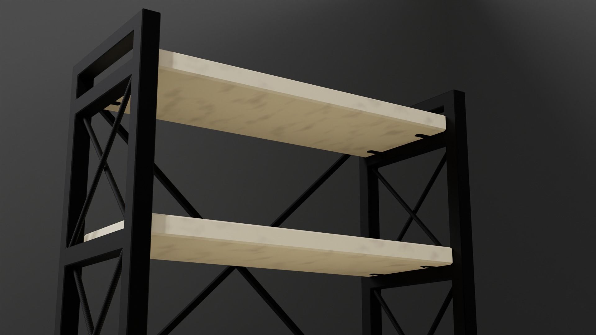 Computer table in Loft style  Low-poly 3D model_4