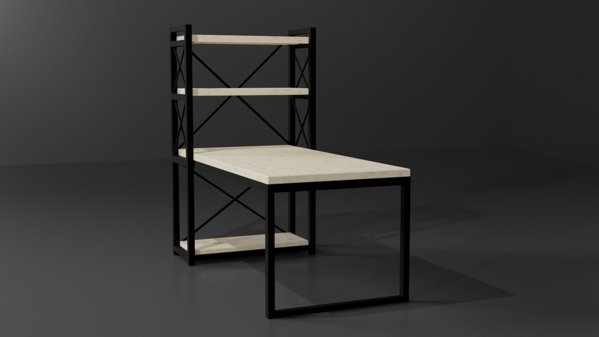 Computer table in Loft style  Low-poly 3D model_2