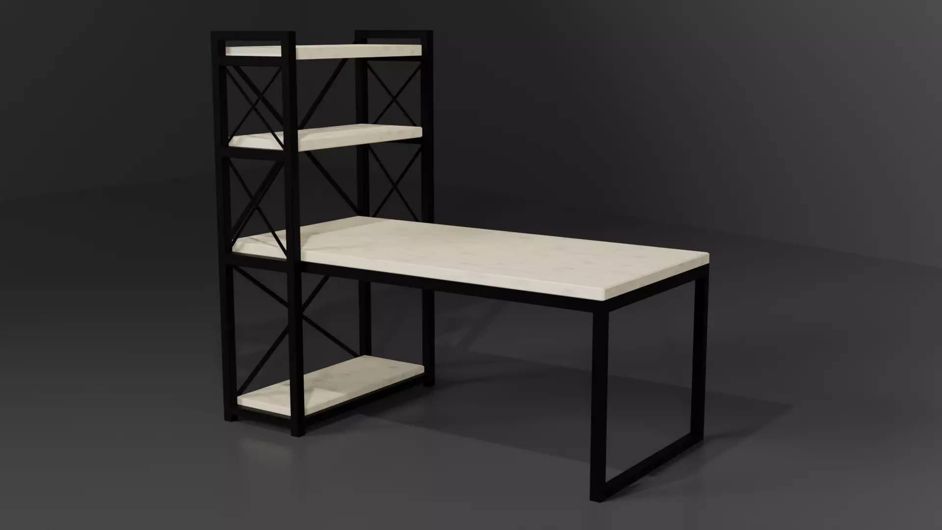 Computer table in Loft style  Low-poly 3D model_0