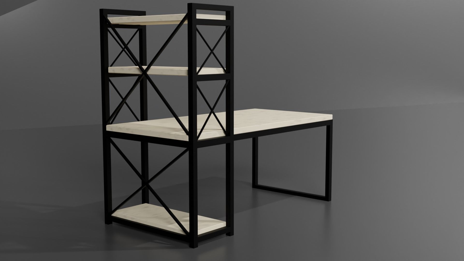 Computer table in Loft style  Low-poly 3D model_3