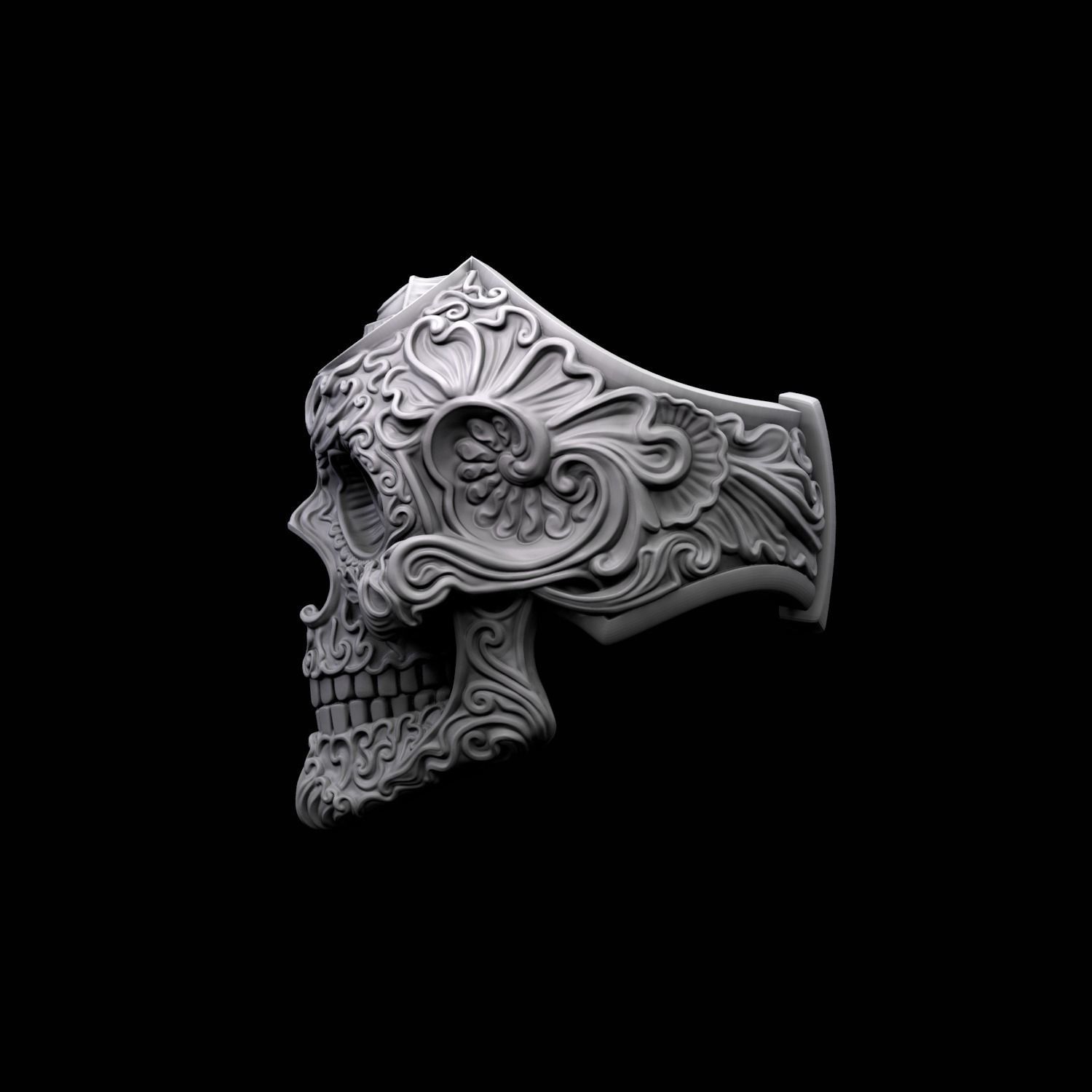 RIng Skull in Modern Style 3D print model_1