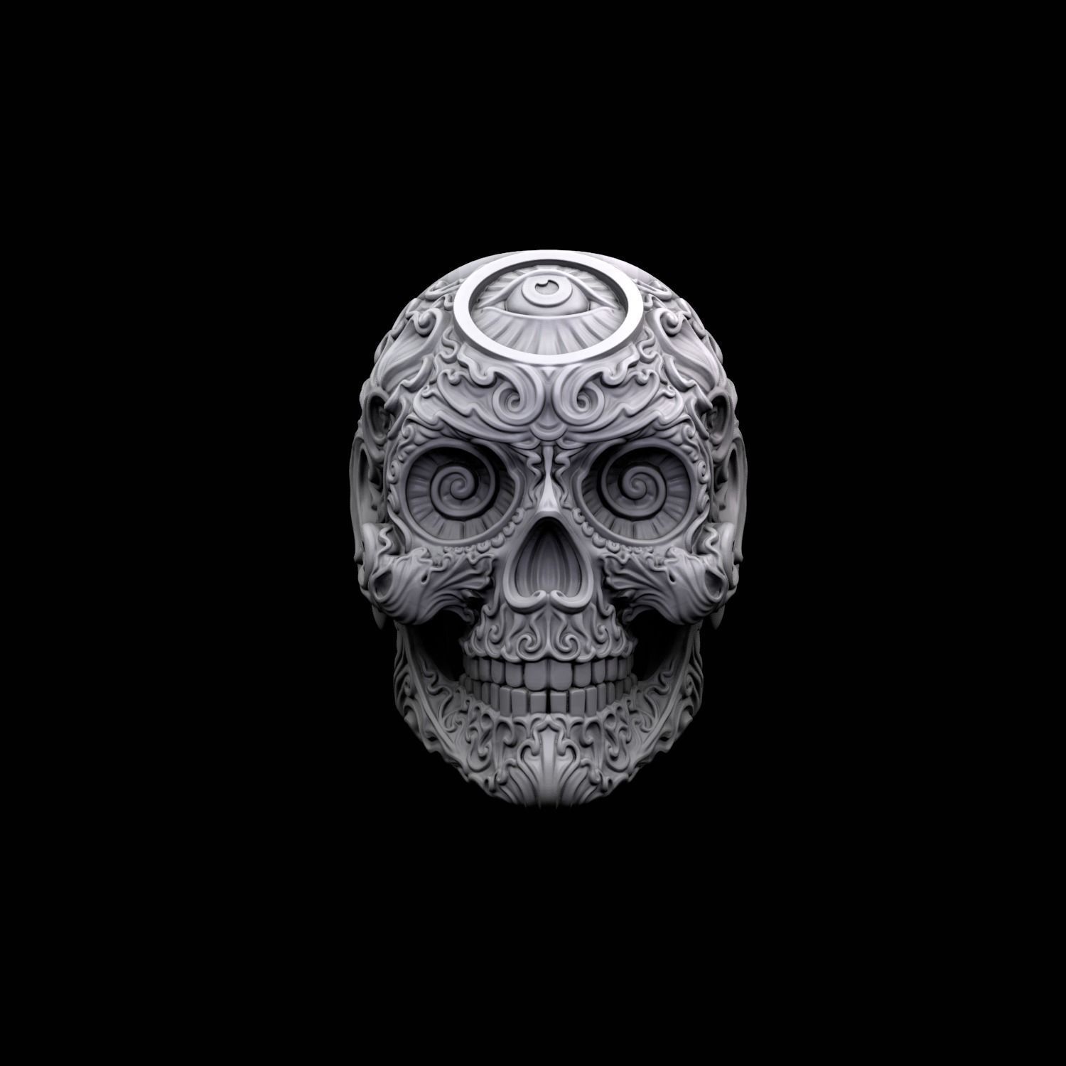 RIng Skull in Modern Style 3D print model_2
