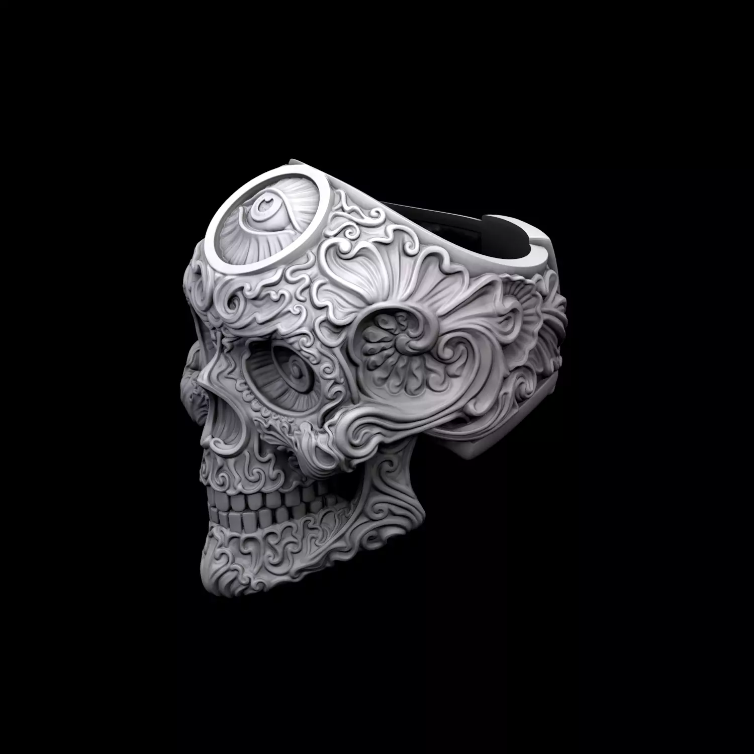 RIng Skull in Modern Style 3D print model_0