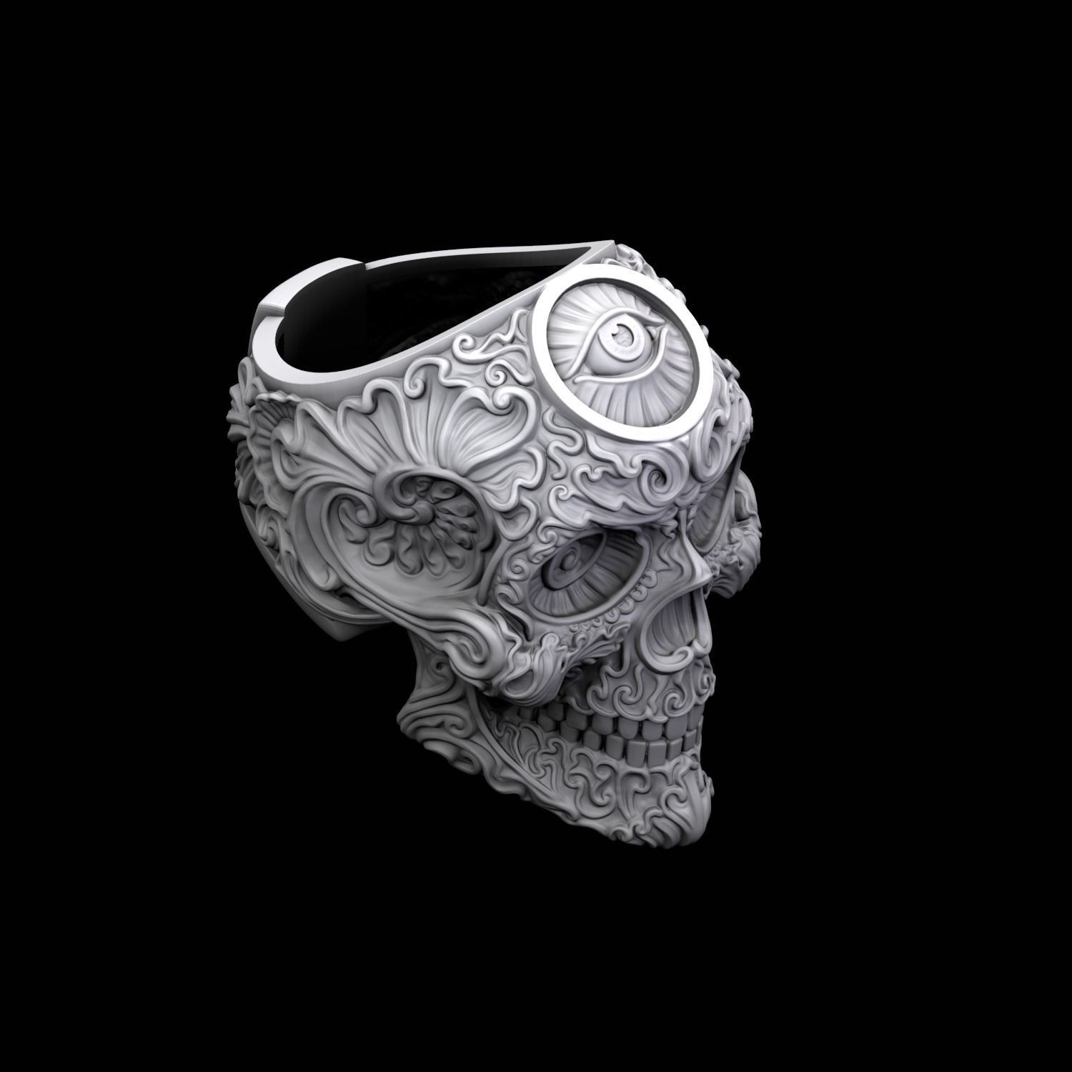 RIng Skull in Modern Style 3D print model_5